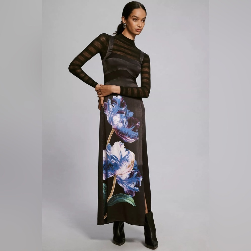 NWT By Anthropologie Sleeveless Floral Slim Maxi Dress - Picture 5 of 9